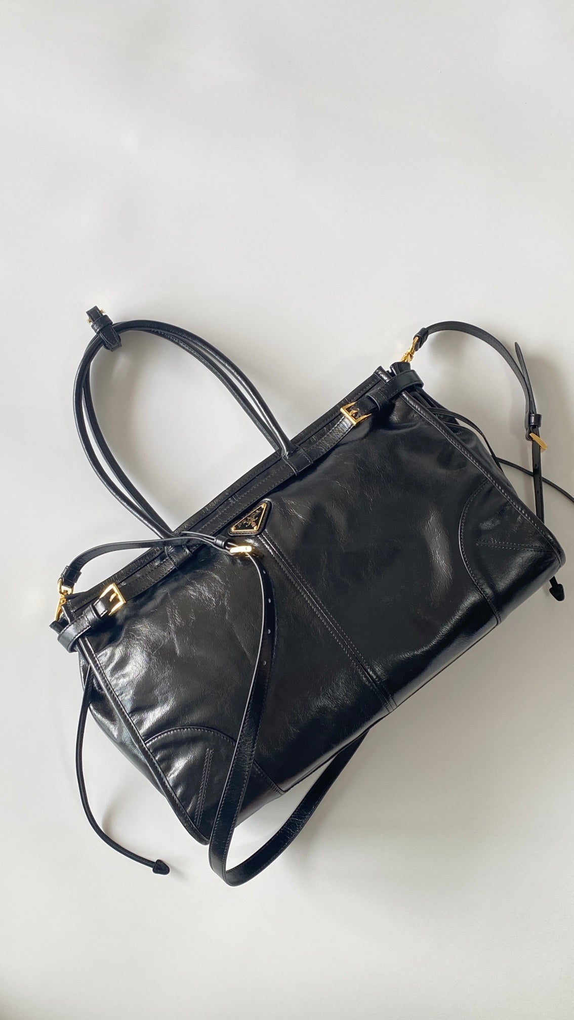 Prada Bonnie Large Leather Shoulder Bag – Black