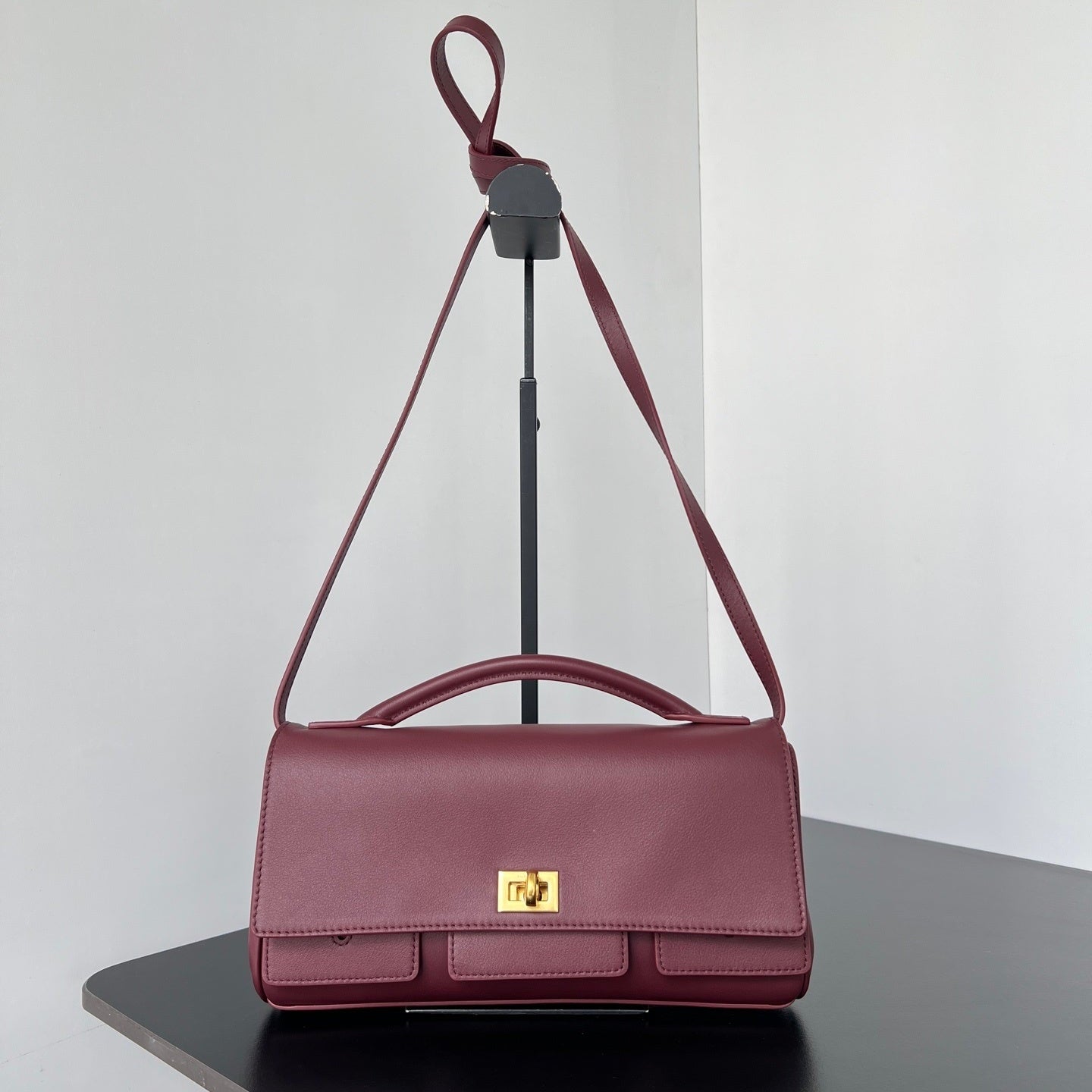 Balenciaga Bel Air Leather Clutch with Gold Hardware