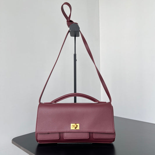 Balenciaga Bel Air Leather Clutch with Gold Hardware