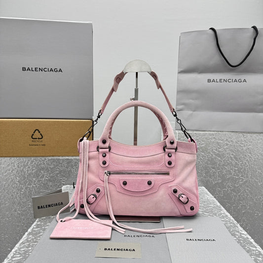 Balenciaga Le City First Pink Suede Bag