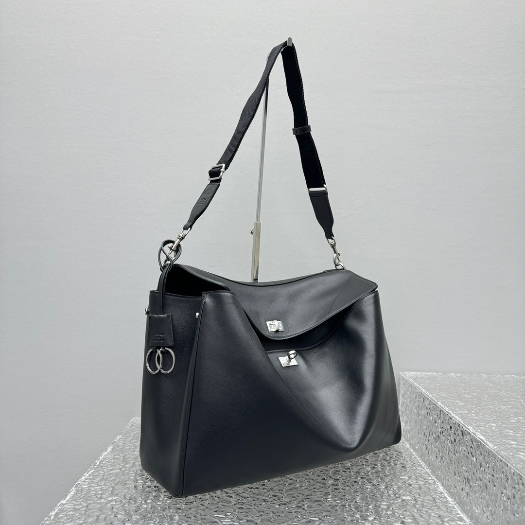 Balenciaga Rodeo Messenger Bag | Black Smooth Calfskin Luxury Shoulder Bag