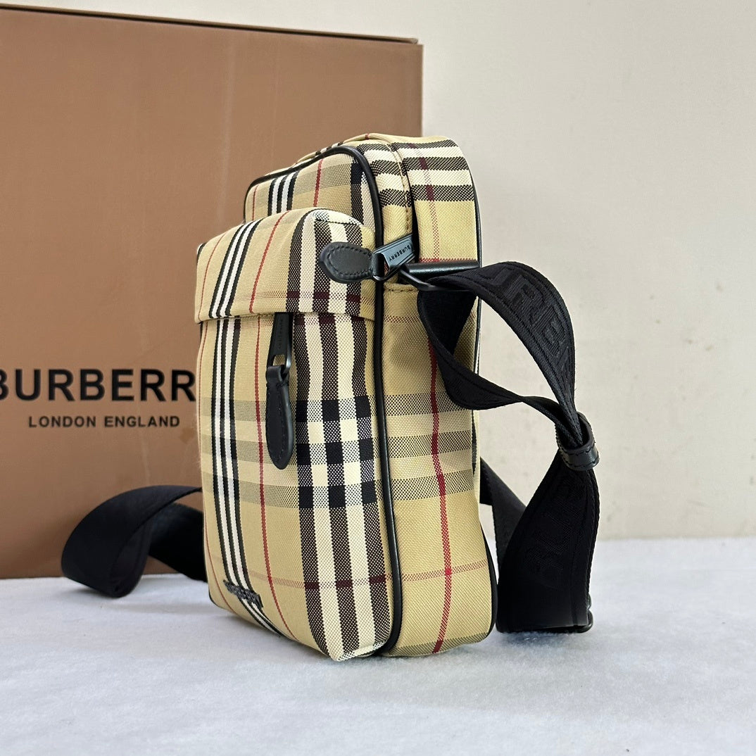 Burberry Freddie Crossbody Bag Archive Beige Check Canvas Shoulder Bag