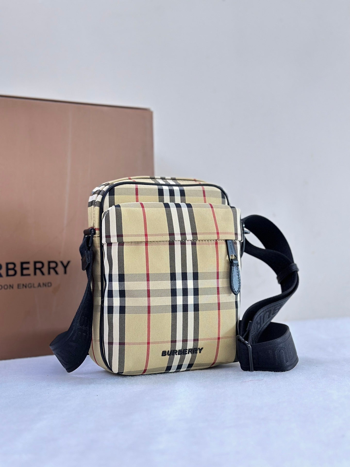 Burberry Freddie Crossbody Bag Archive Beige Check Canvas Shoulder Bag