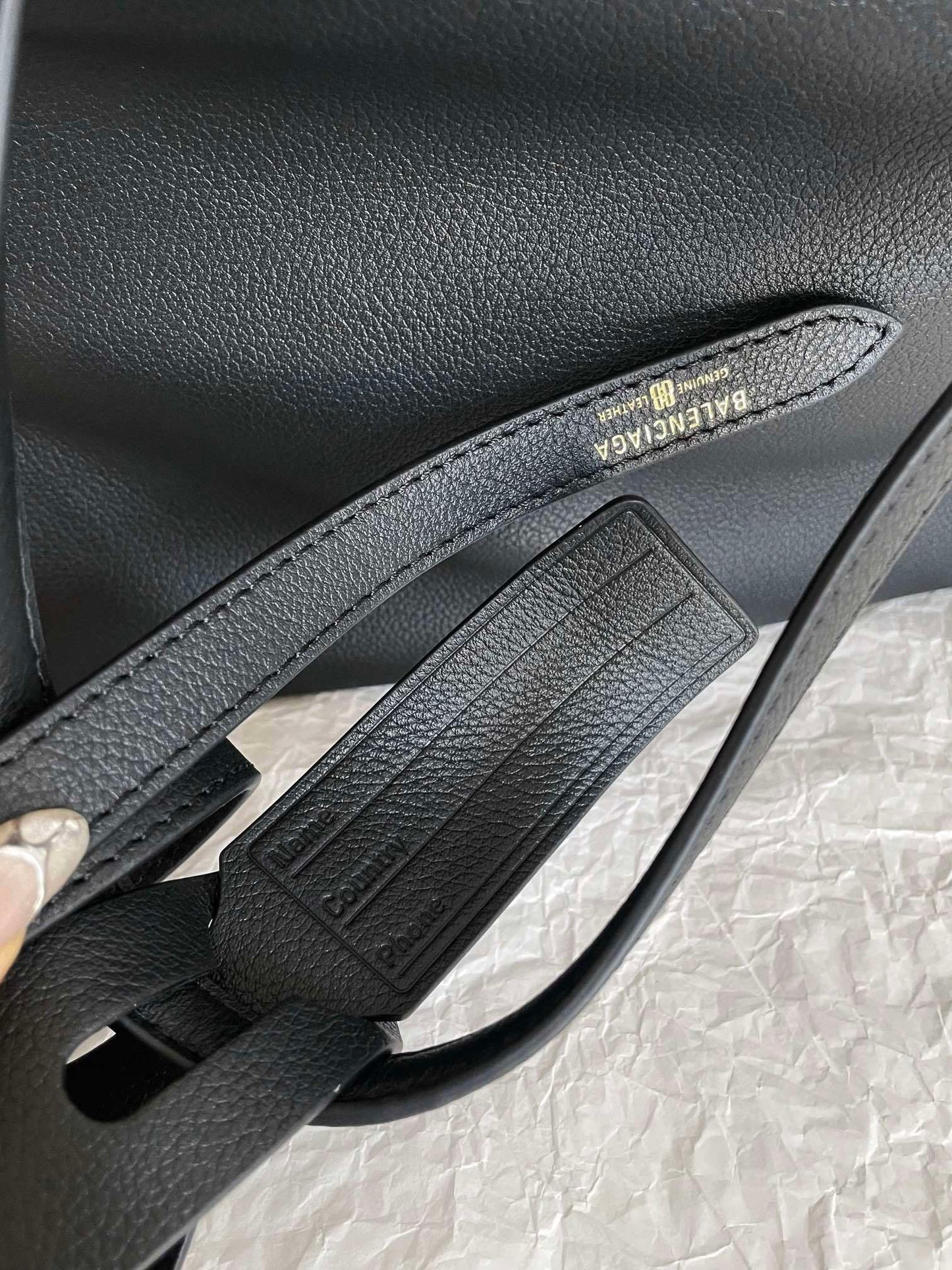 Balenciaga Carrie Medium Black Leather Bowling Bag