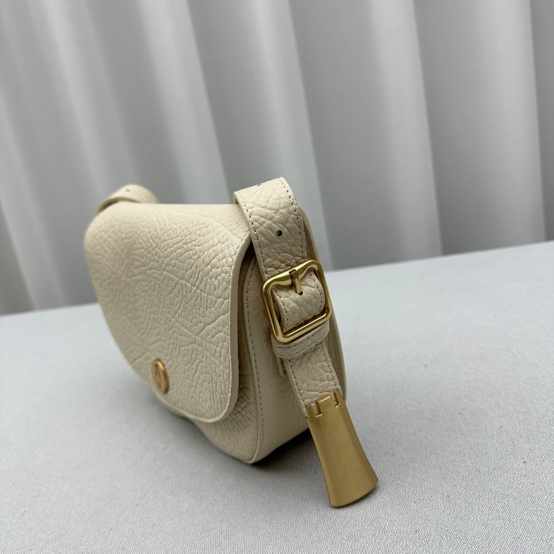 Burberry Chess Satchel Pearl Pebbled Calf Leather Luxury Bag