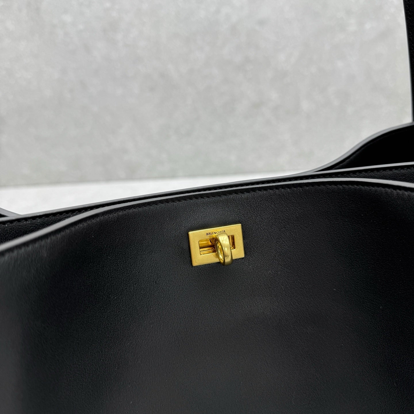 Balenciaga Rodeo Black Leather Tote Bag Gold Turnlock