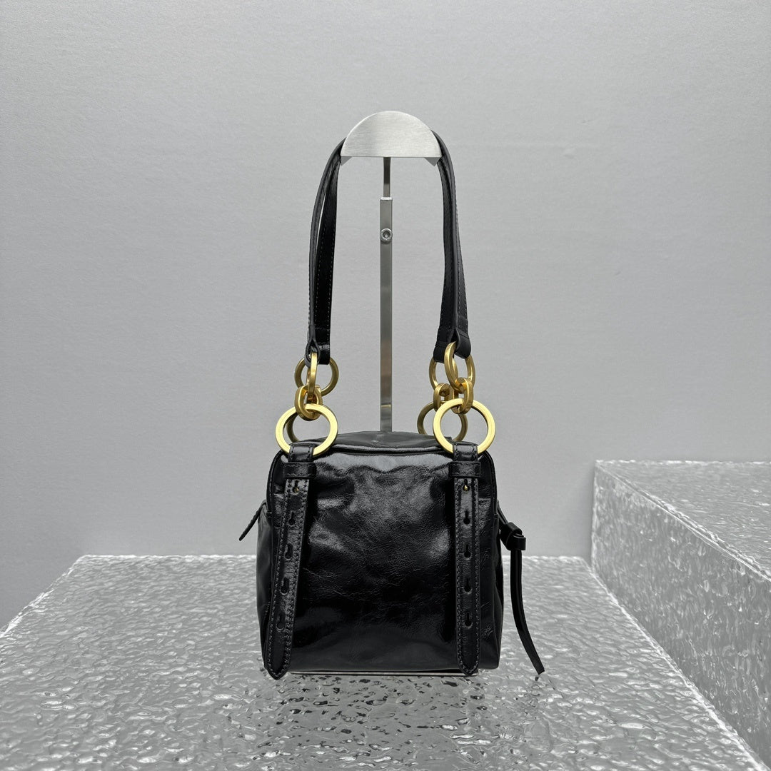 Prada Dangle Black Leather Top-Handle Mini Bag