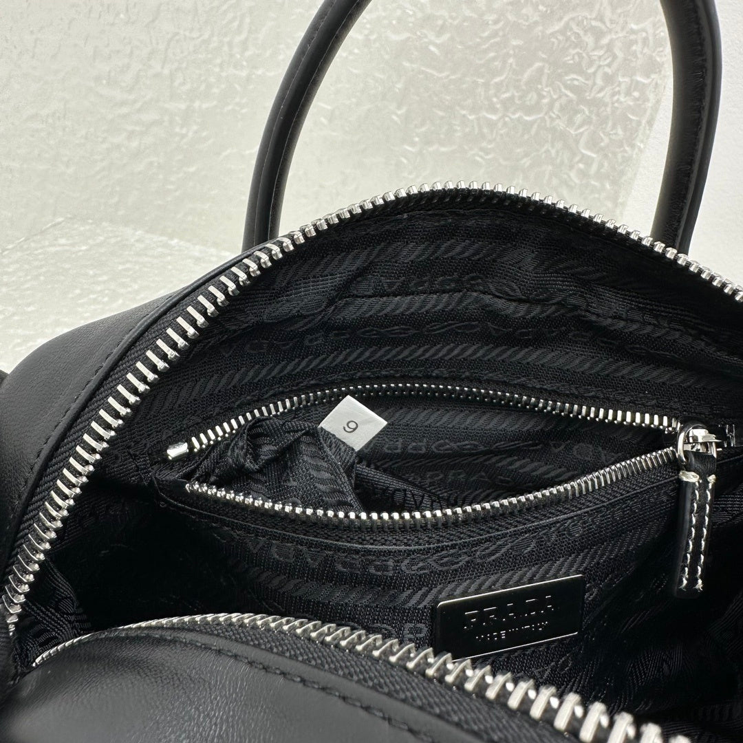 Prada Boston Black Leather Top Handle Bag
