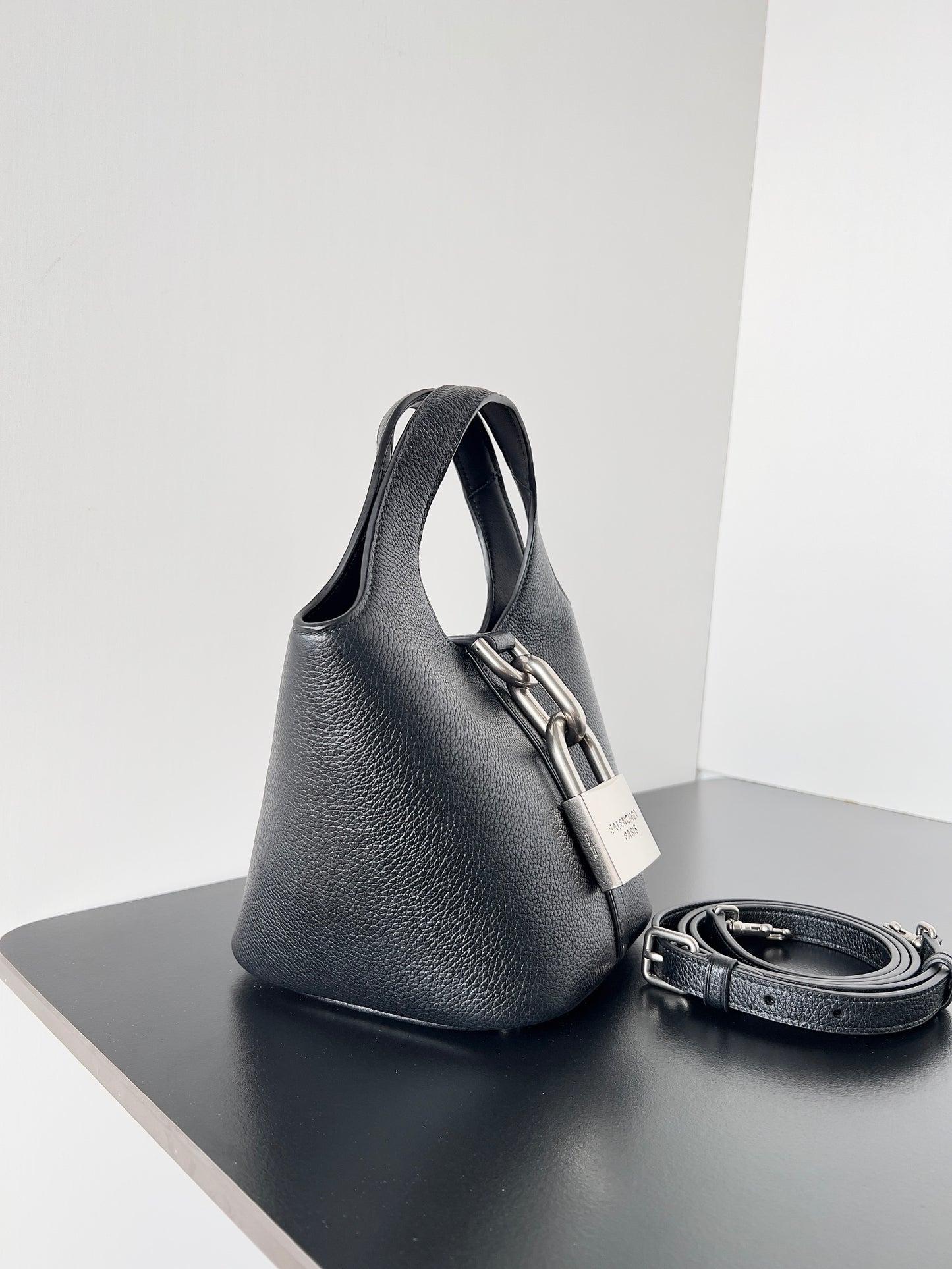 Balenciaga Locker Small Black Leather Crossbody Bag