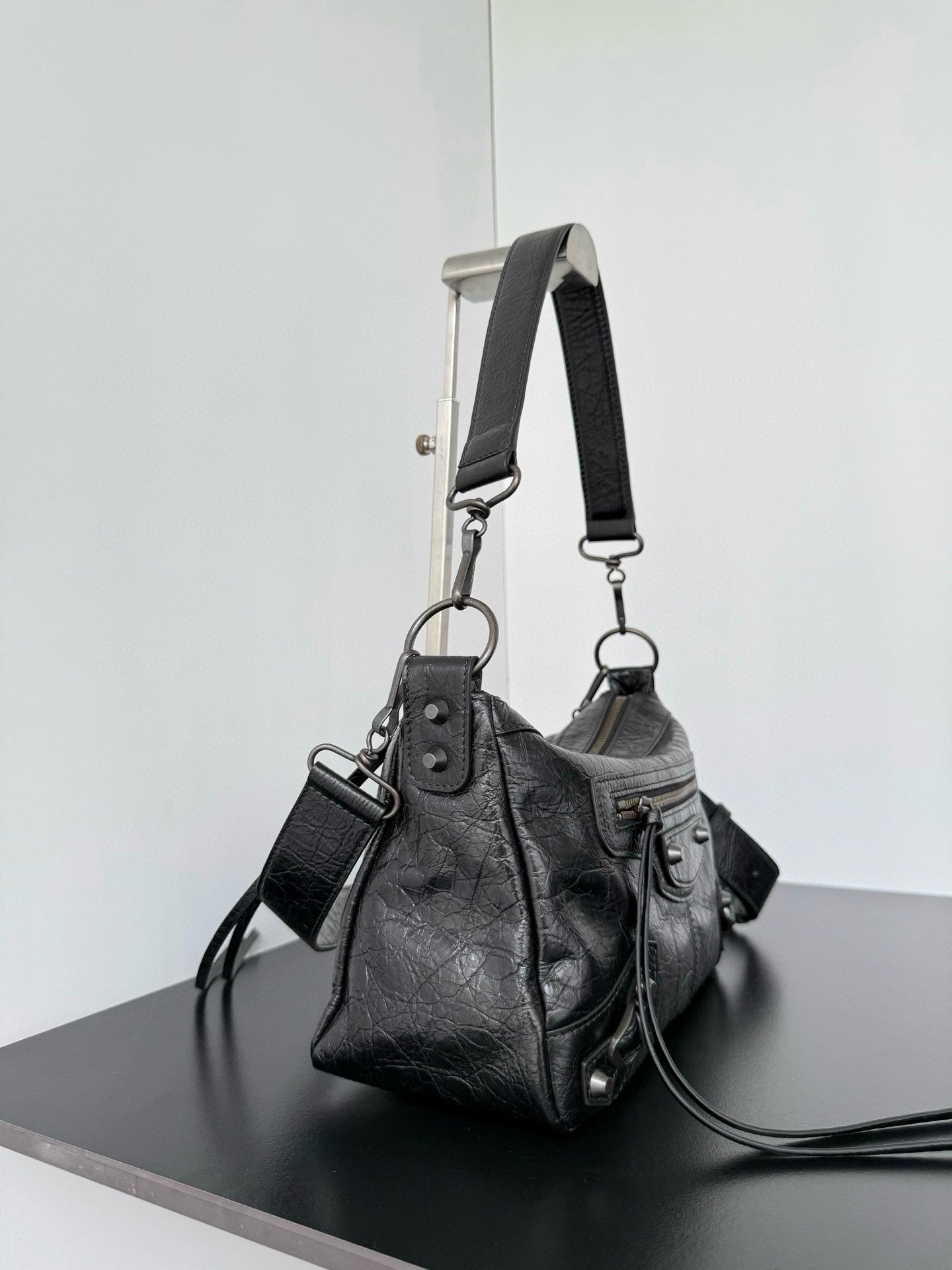 Balenciaga Le City Moto Medium Leather Shoulder Bag