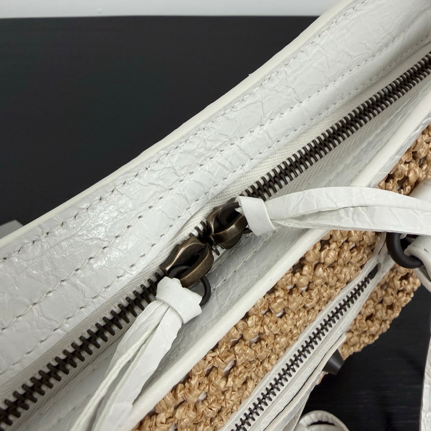 Balenciaga Le City Small Raffia Beige Shoulder Bag