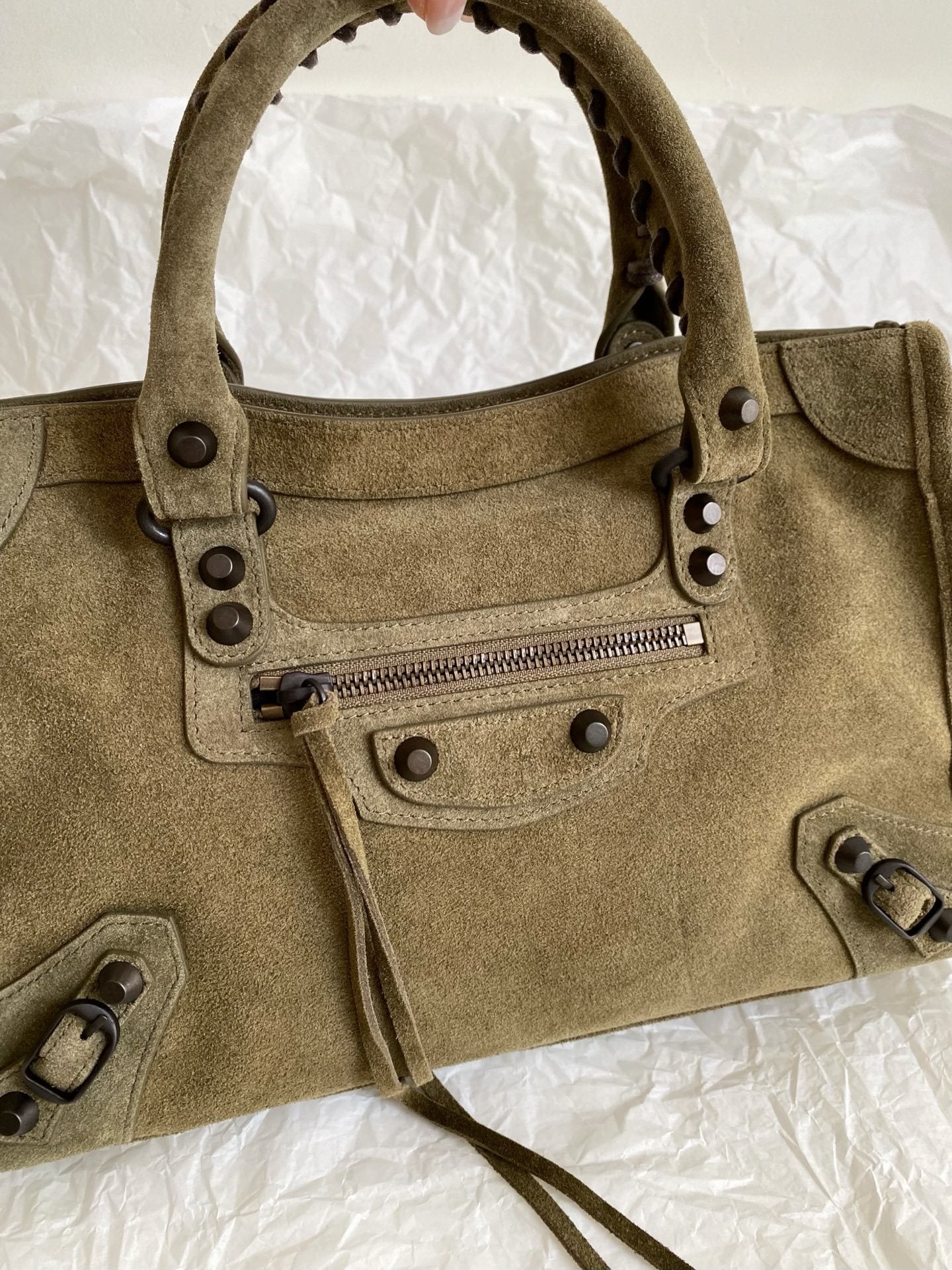 Balenciaga Le City Suede Brass Hardware Bag
