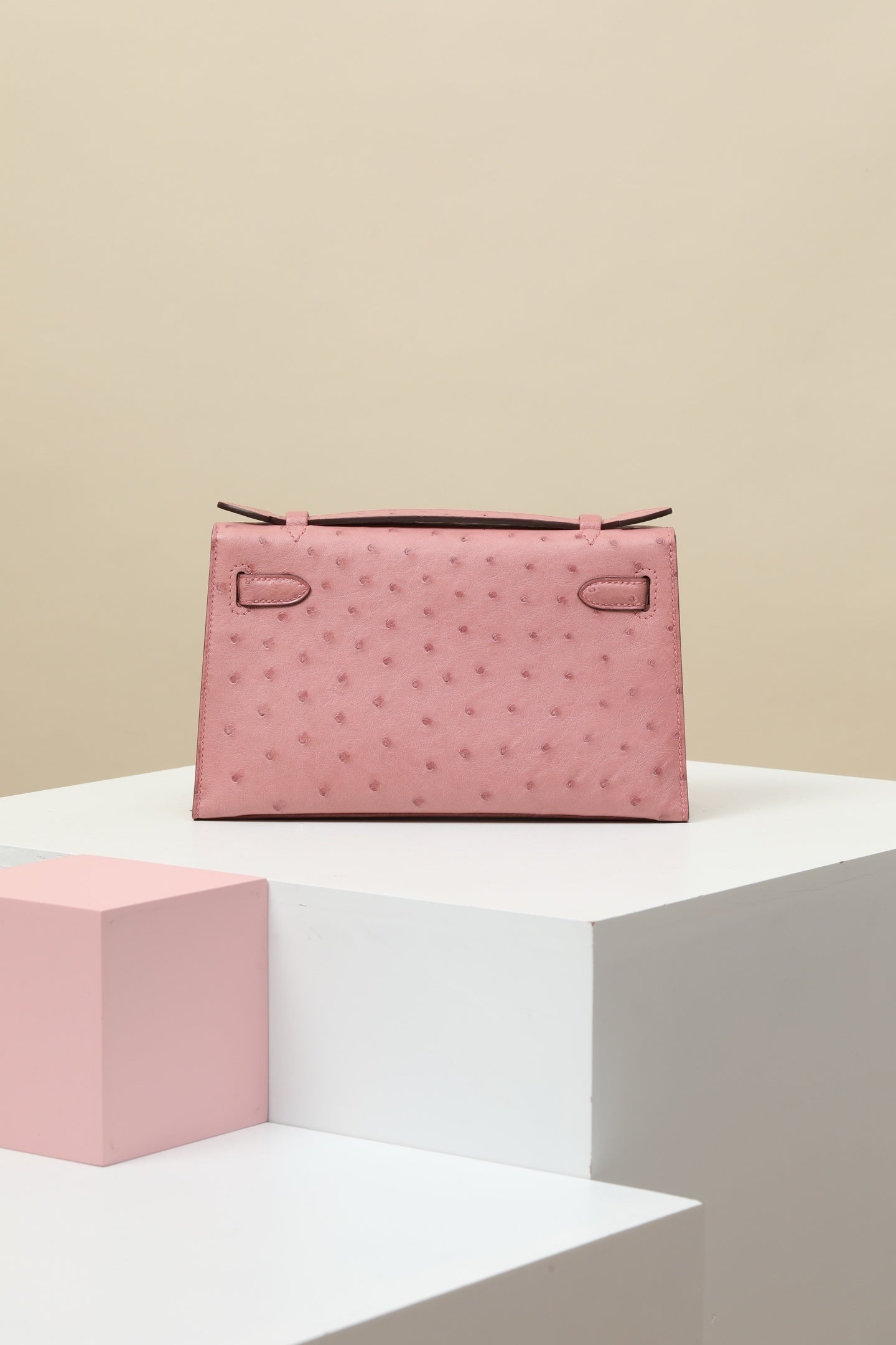 Hermès Kelly Pochette Pink Ostrich Leather