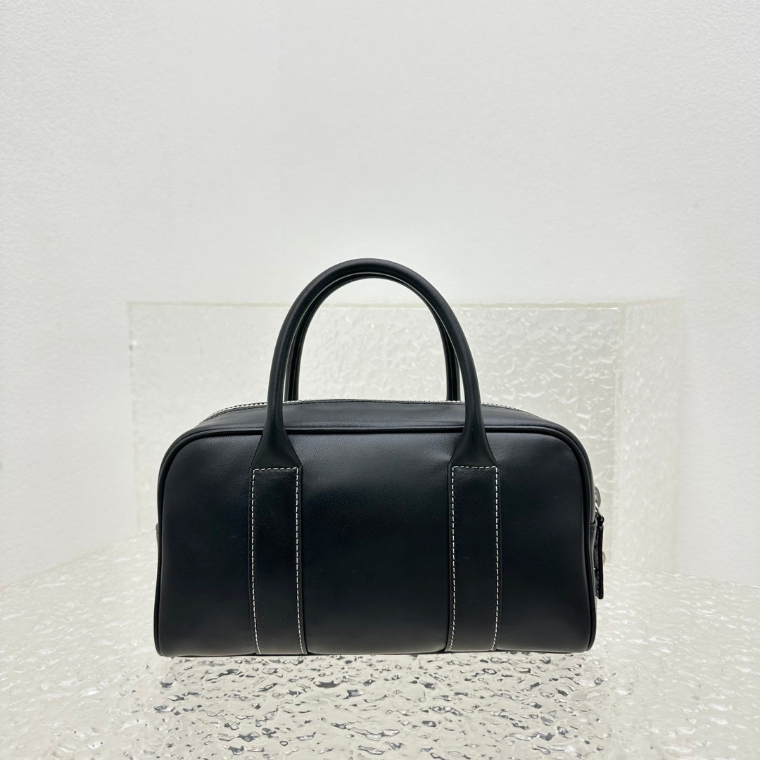 Prada Boston Black Leather Top Handle Bag