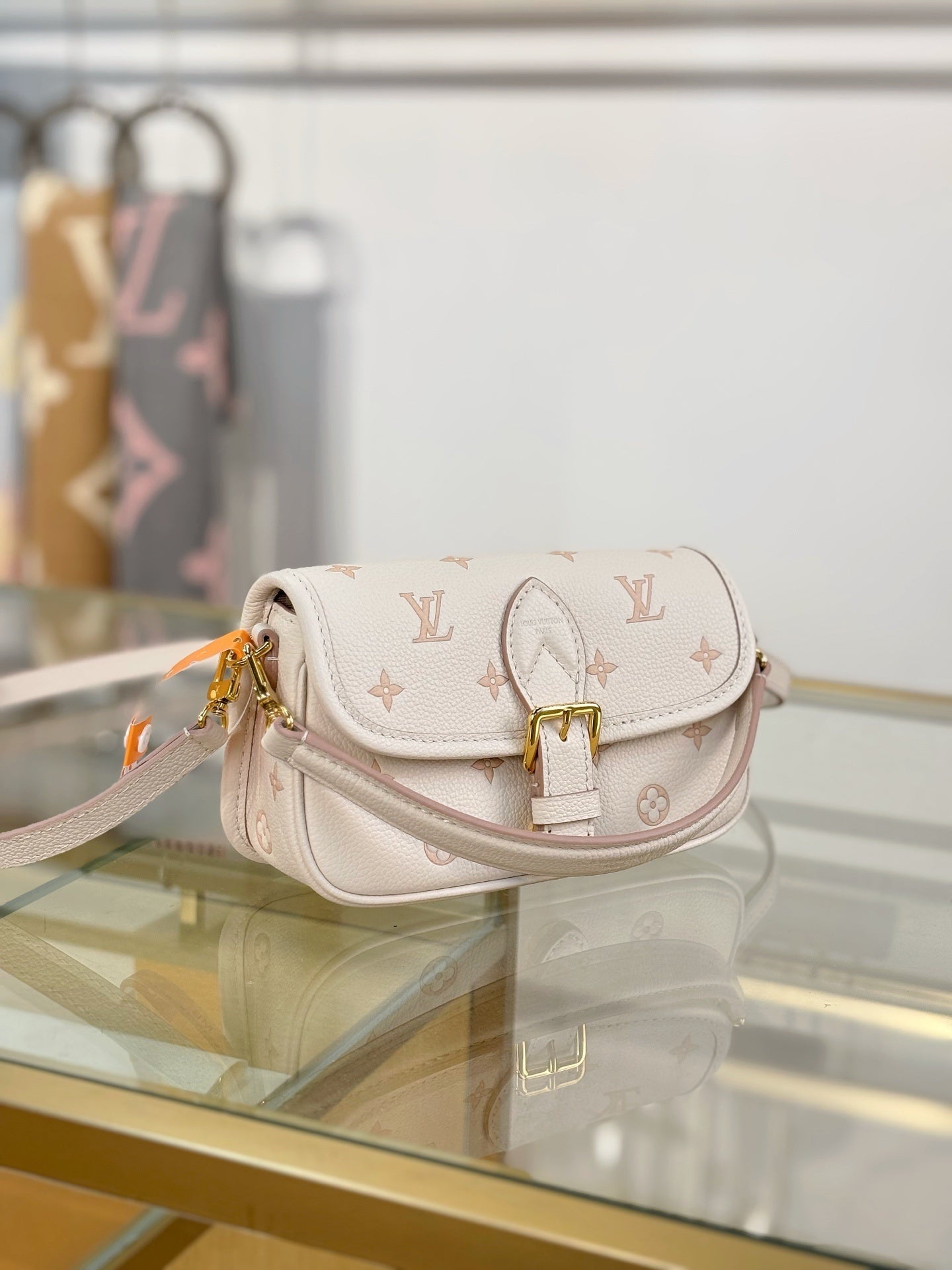 Louis Vuitton Nano Diane Bag in Bicolor Monogram Empreinte Leather (Creme & Pink)