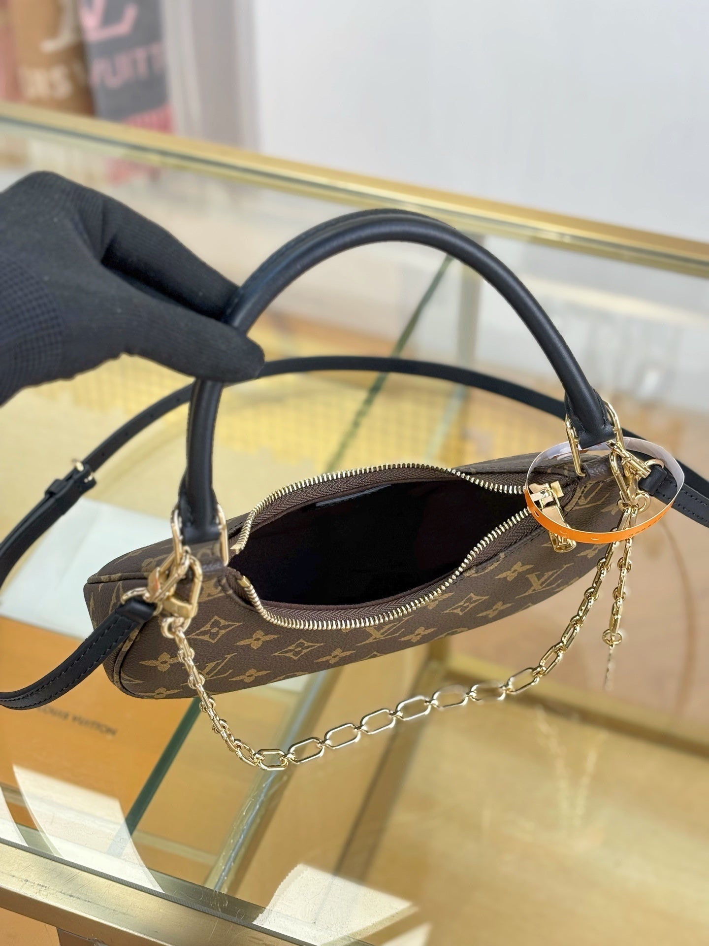 Louis Vuitton Catchy PM Bag – Monogram Canvas with Black Leather Trim & Gold Hardware