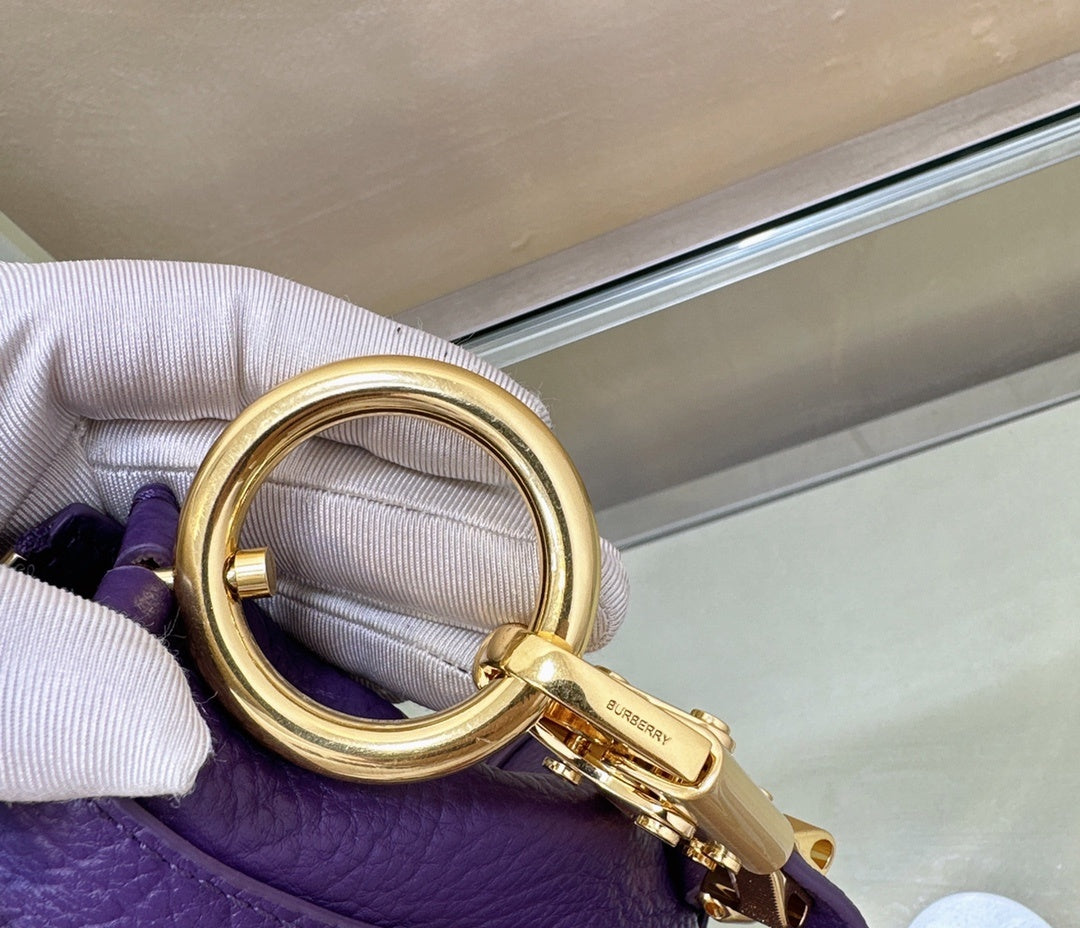 Burberry Knight Small Purple Grainy Calfskin Leather Shoulder Bag