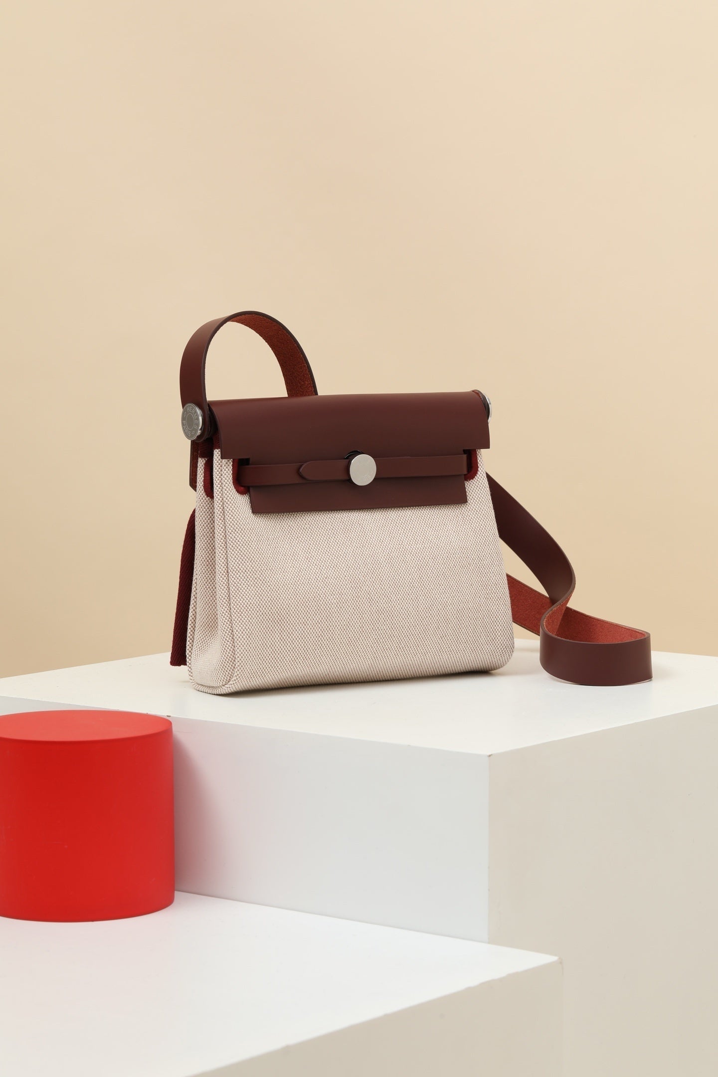 Hermès Mini Herbag Zip 20 – Elegant Canvas & Leather Designer Bag
