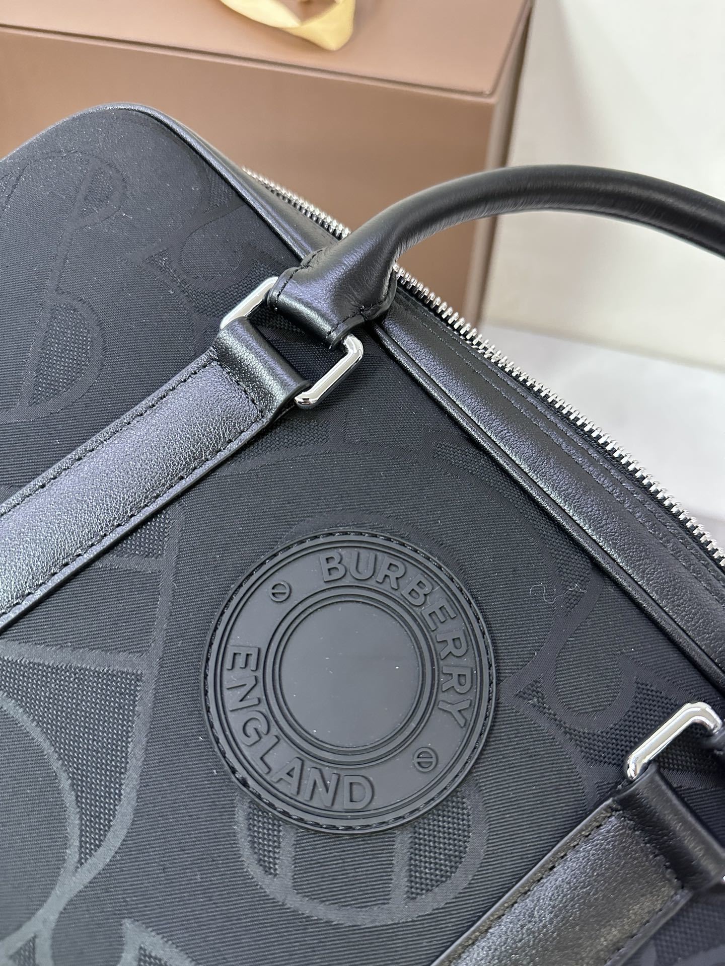 Burberry Black Monogram Briefcase with Removable Shoulder Strap