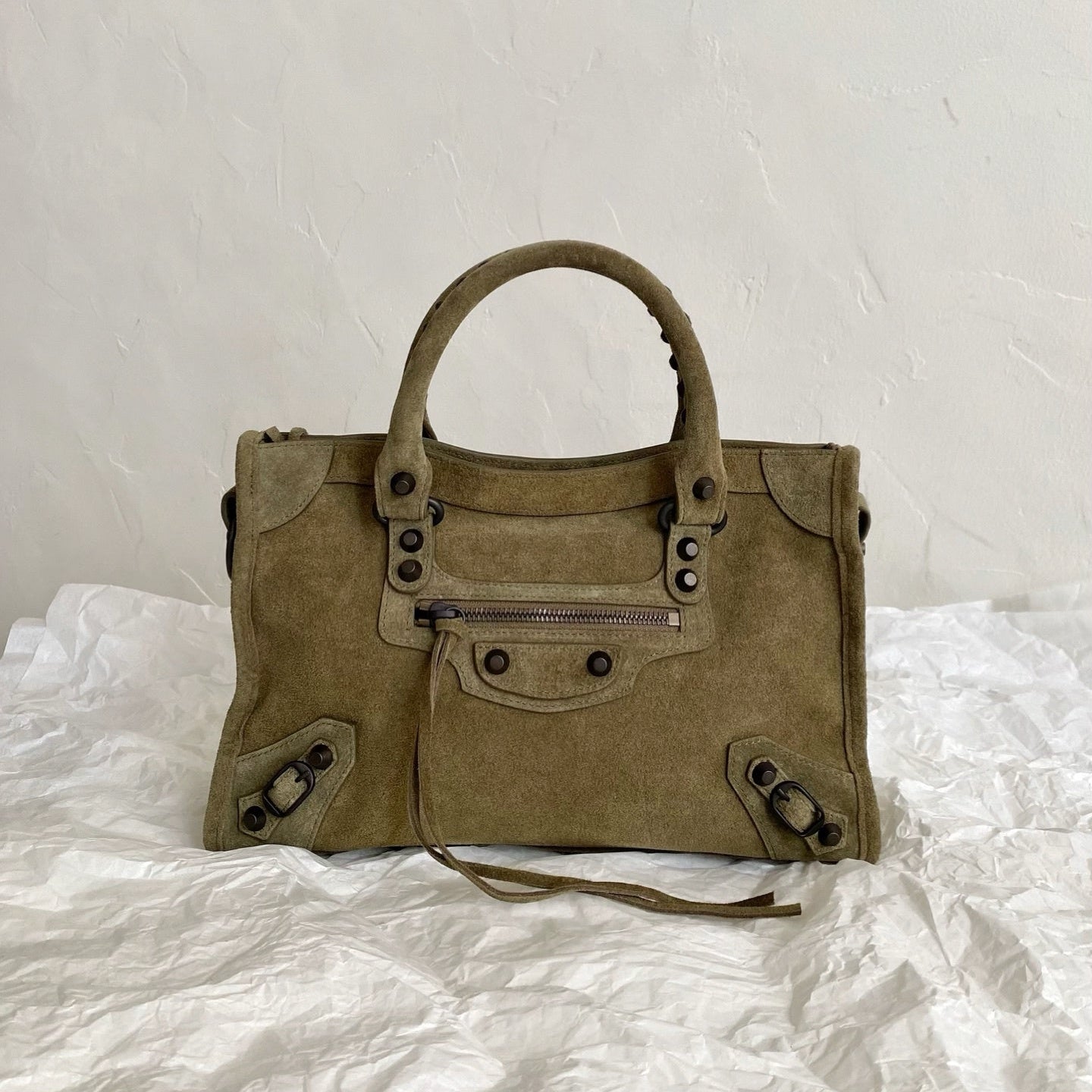Balenciaga Le City Suede Brass Hardware Bag