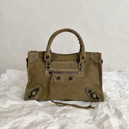 Balenciaga Le City Suede Brass Hardware Bag