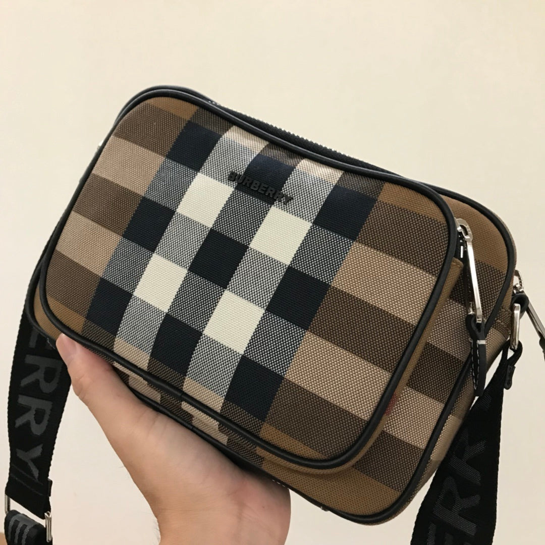 Burberry Paddy Compact Crossbody Bag in Dark Birch Brown Check