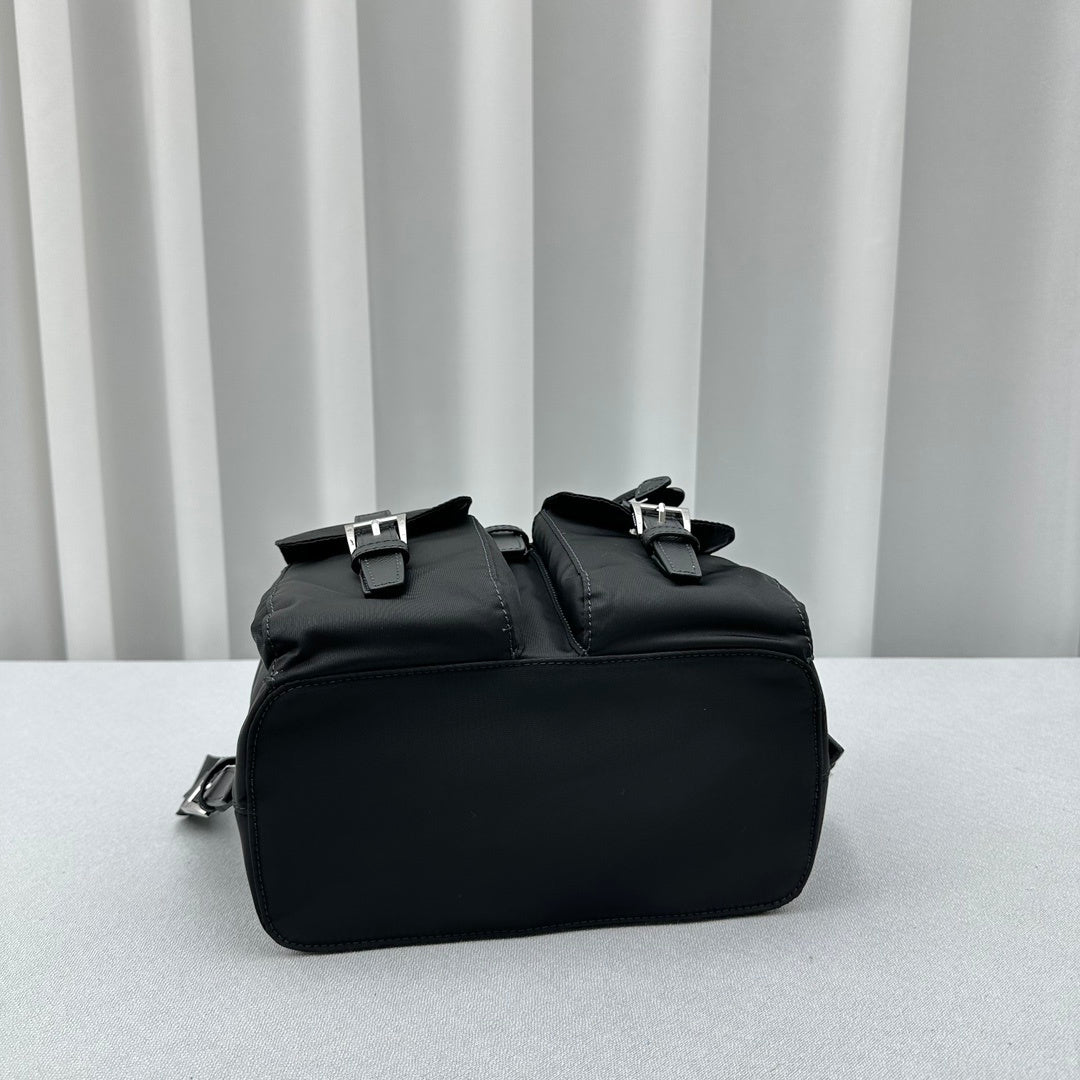 Prada Black Re-Nylon Backpack with Saffiano Leather Trim