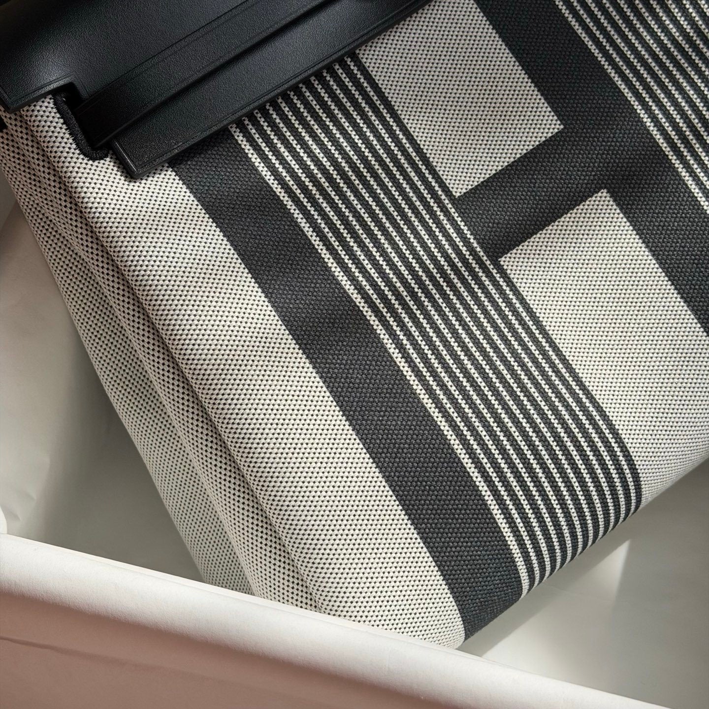 Hermès Herbag Zip 31 Striped Canvas Black Leather