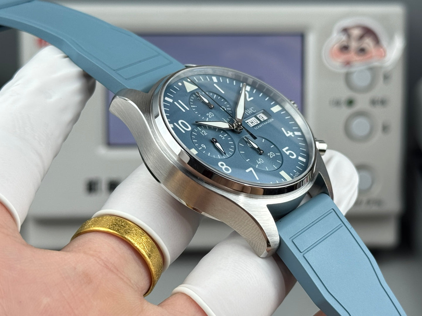 IWC Pilot’s Watch Chronograph 41 – Stainless Steel, Blue Dial, Light Blue Rubber Strap
