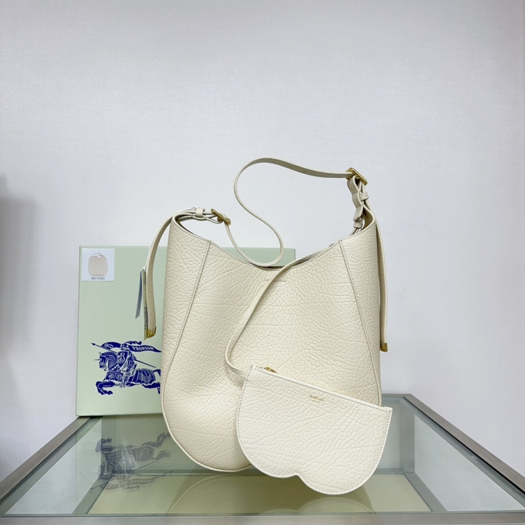 Burberry Medium Chess Leather Shoulder Bag Light Beige Luxury Handbag