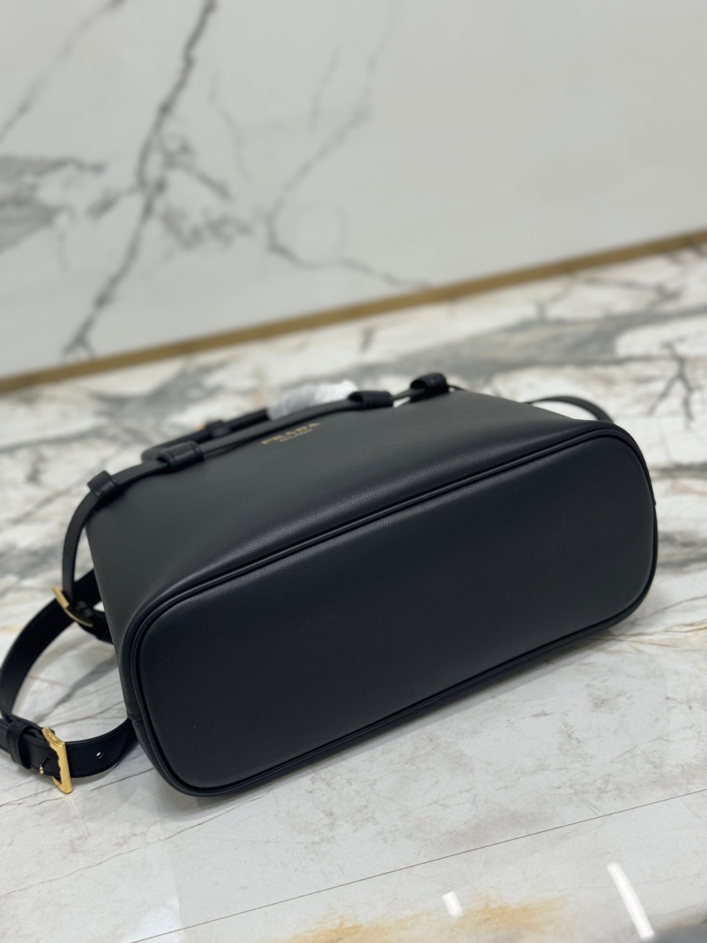 Prada Buckle Small Leather Tote Bag – Black