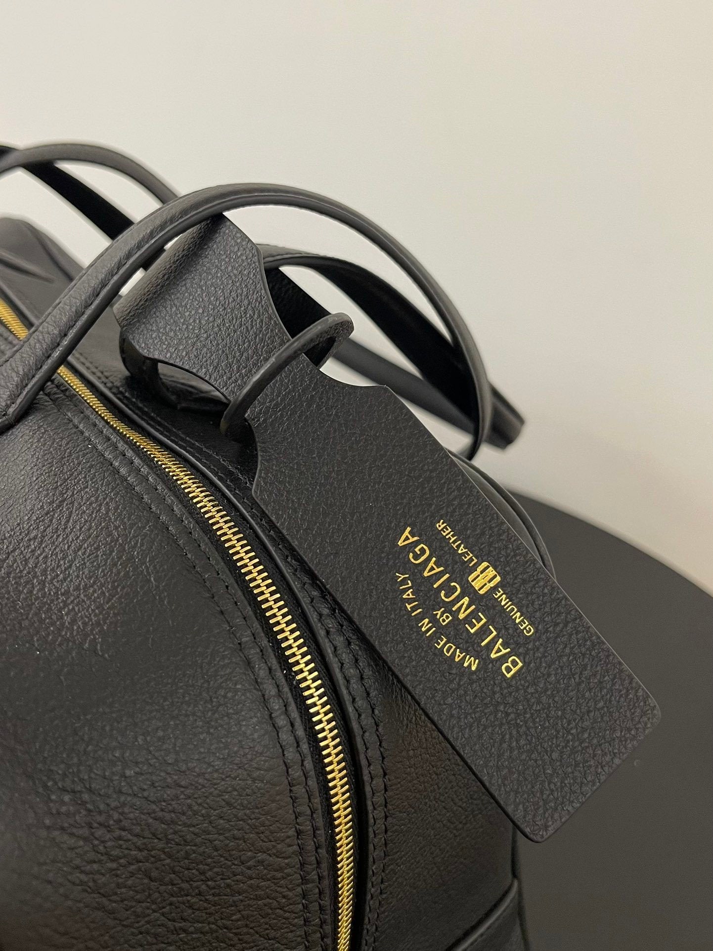 Balenciaga Carrie Bowling Bag Black Textured Leather