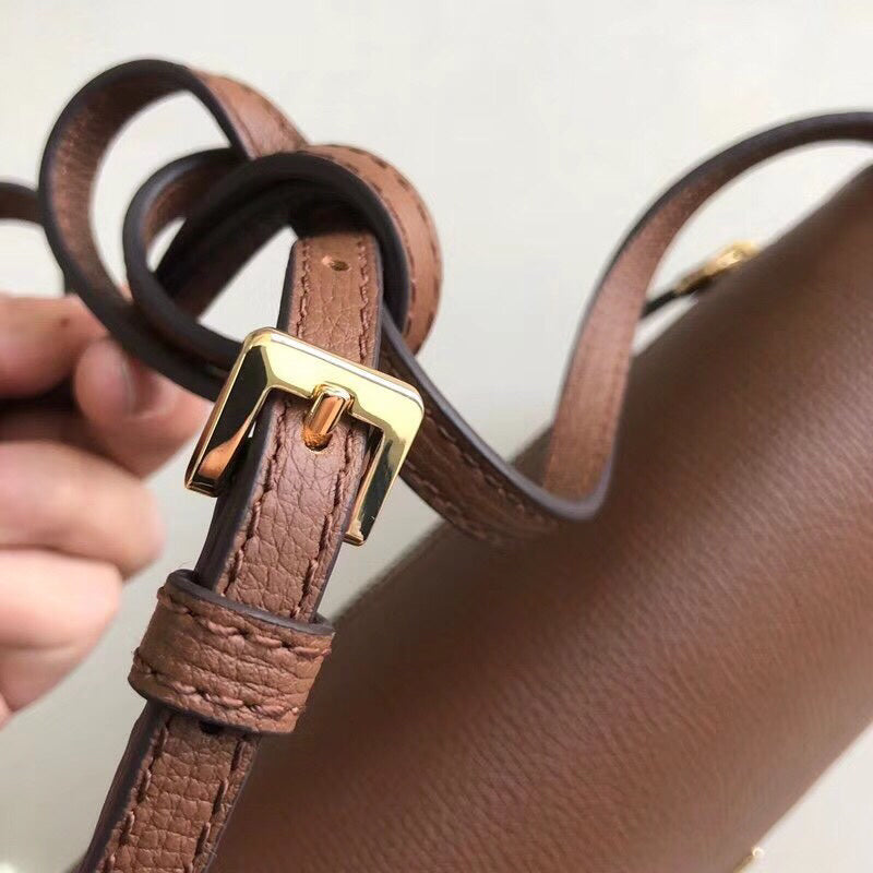 Burberry House Check Macken Brown Leather Crossbody Bag