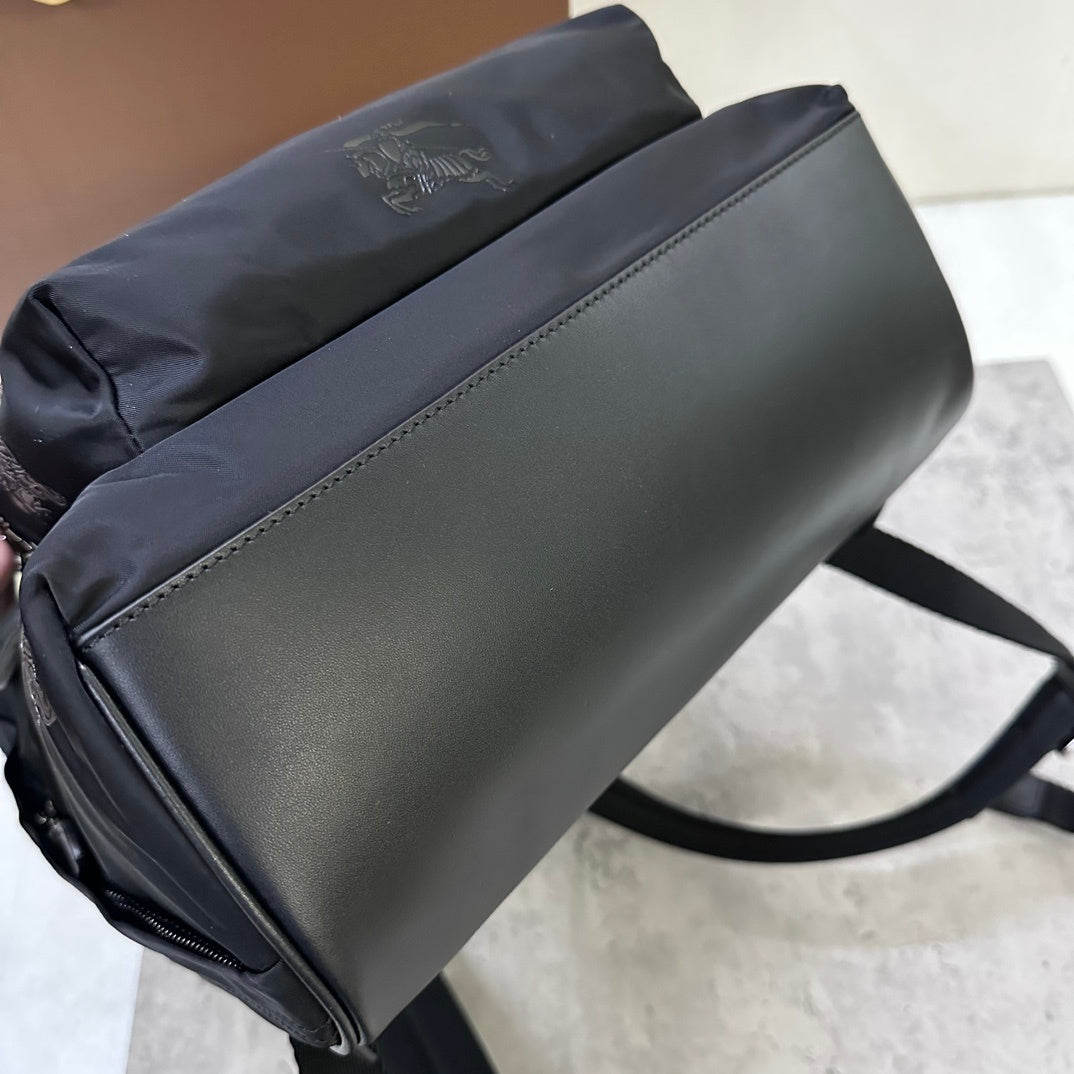 Burberry Jett Black Backpack with Equestrian Knight Design & Silver-Tone Hardware