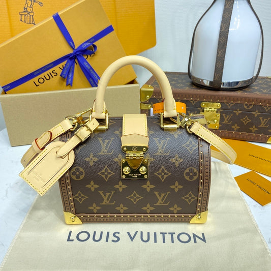 Louis Vuitton Speedy Trunk 20 Bag Monogram Canvas with Cowhide Trim & Gold Hardware