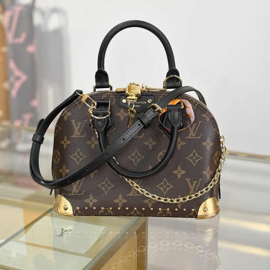 Louis Vuitton Alma Trunk BB Handbag in Monogram Canvas with Black Leather Trim