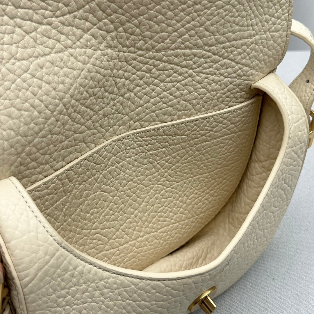 Burberry Chess Satchel Pearl Pebbled Calf Leather Luxury Bag