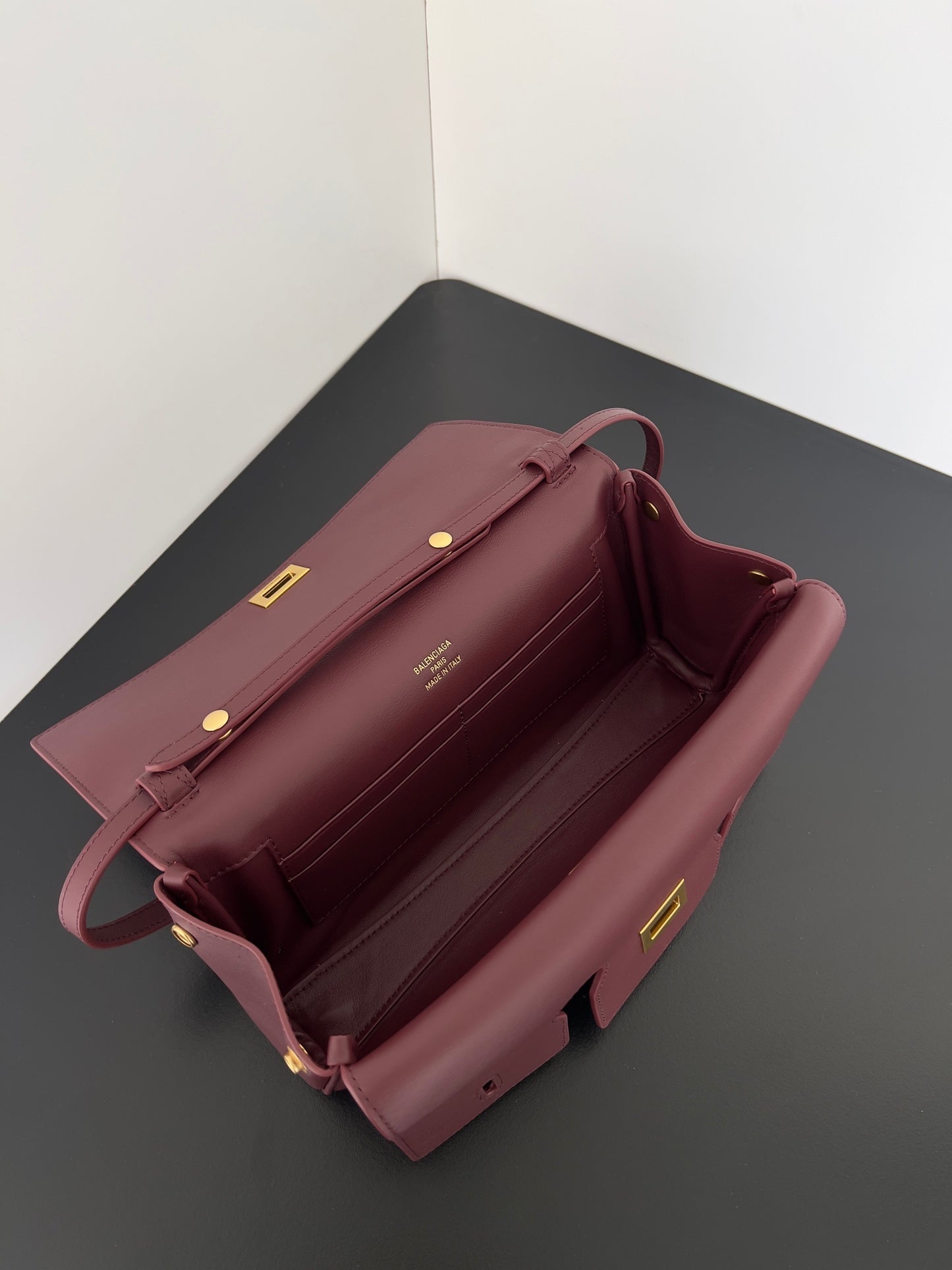 Balenciaga Bel Air Leather Clutch with Gold Hardware