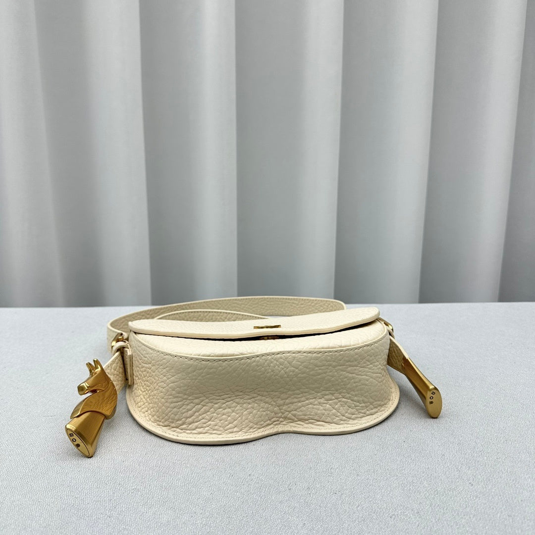 Burberry Chess Satchel Pearl Pebbled Calf Leather Luxury Bag