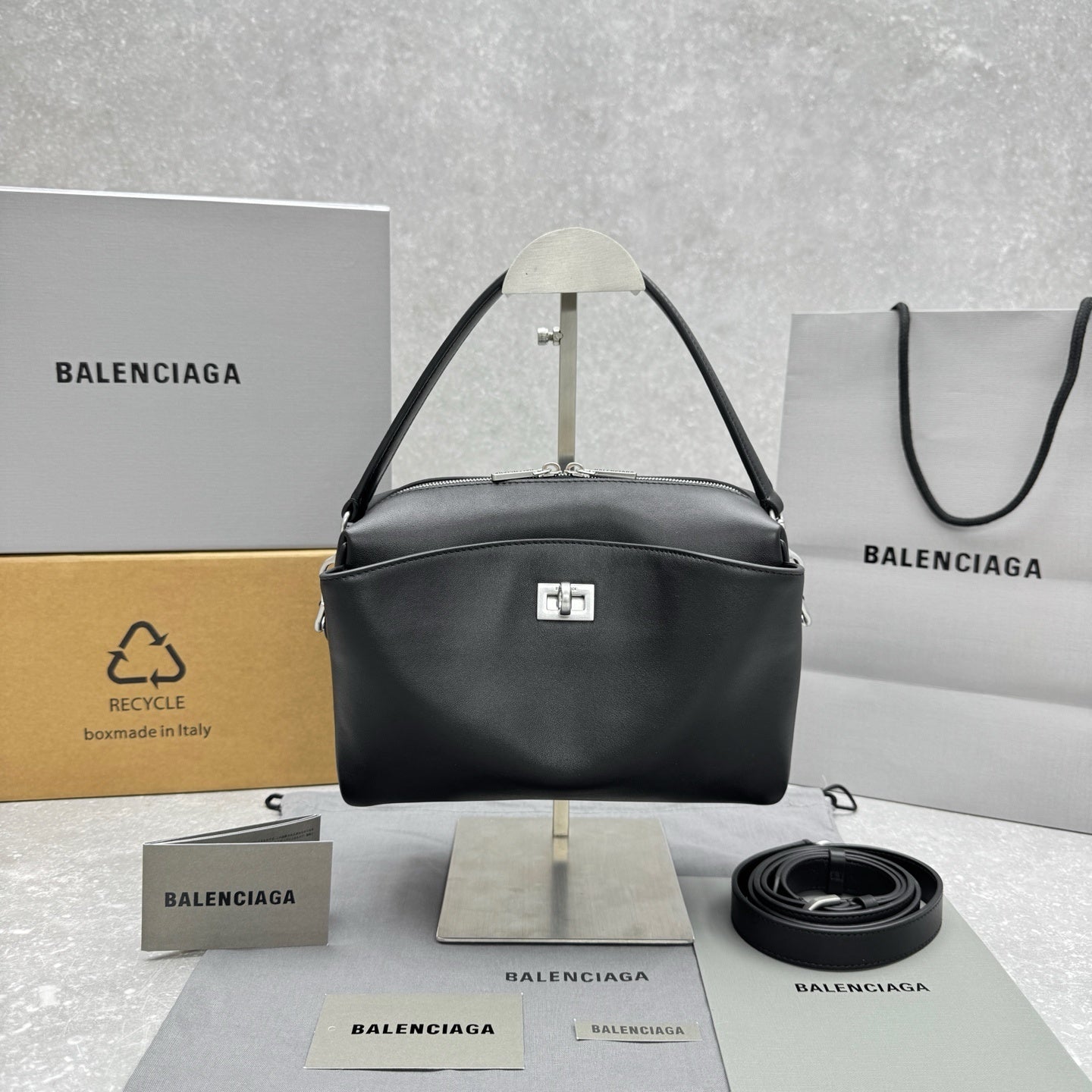 Balenciaga Rodeo Camera Bag Black Calfskin Silver