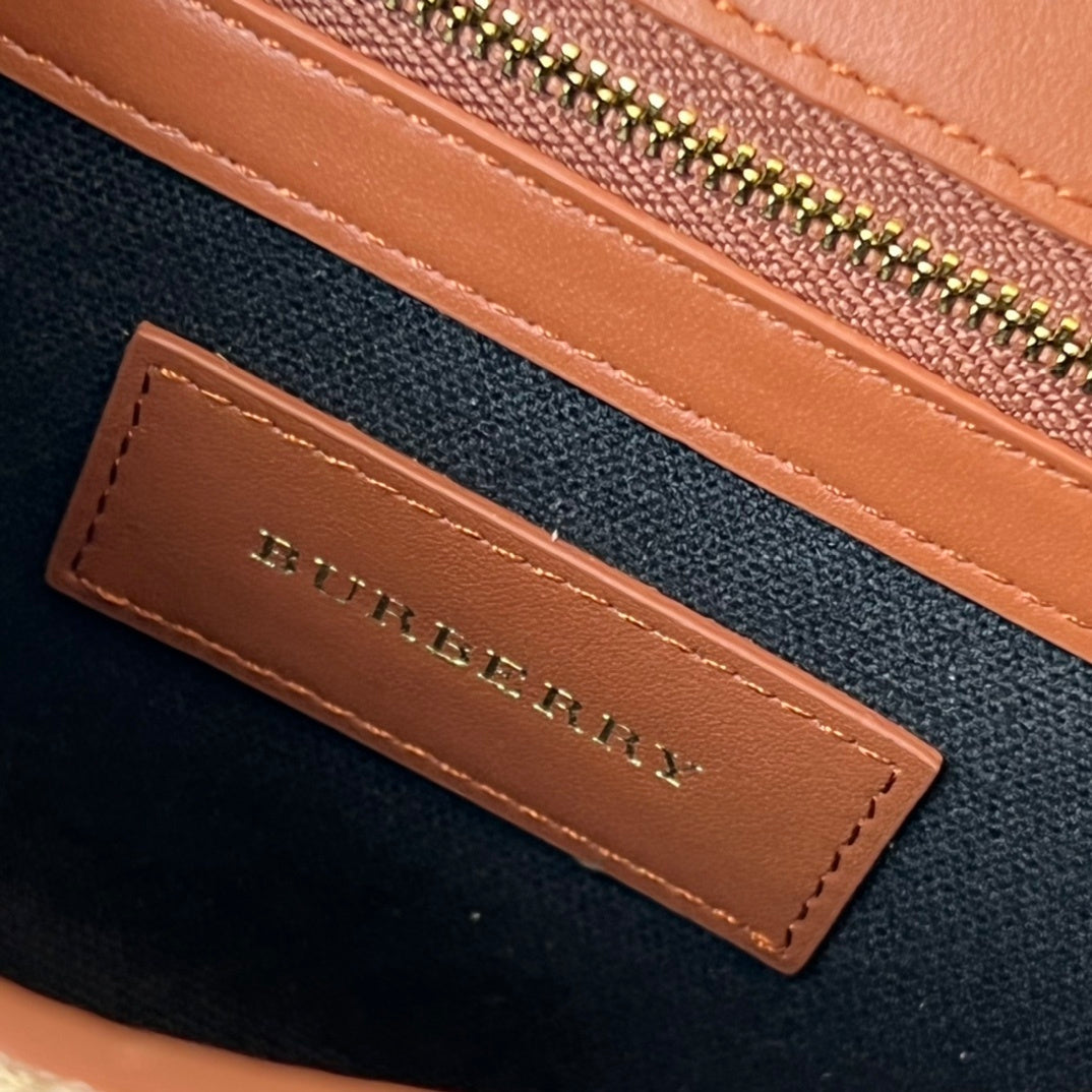 Burberry Haymarket Check Coated Canvas Loxley Small Crossbody Bag in Bright Toffee