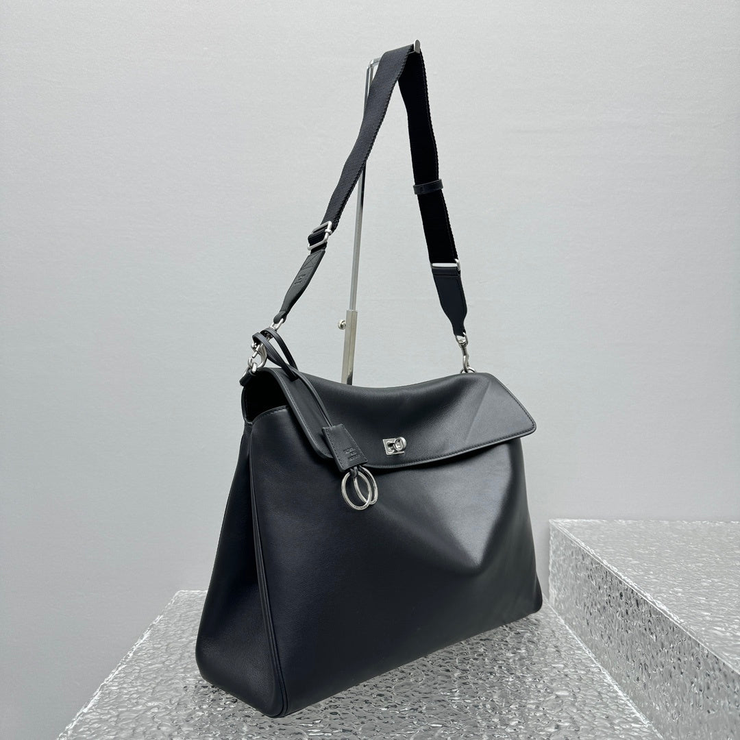 Balenciaga Rodeo Messenger Bag | Black Smooth Calfskin Luxury Shoulder Bag