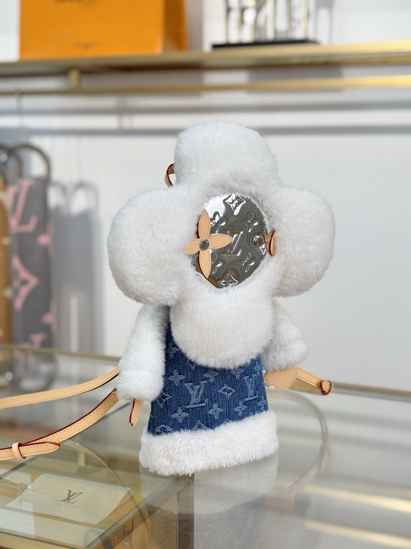 Louis Vuitton Vivienne Backpack in Merino Shearling & Denim – Washed Jeans