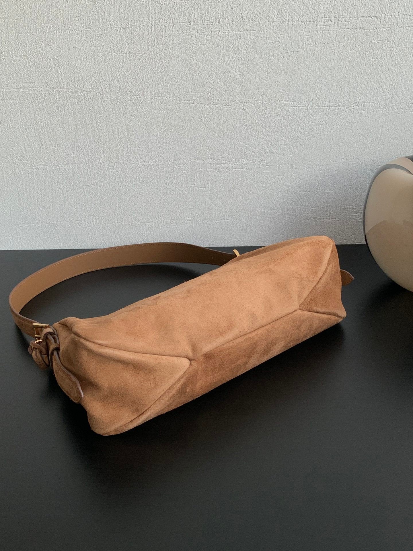 Prada Aimée Medium Brown Suede Shoulder Bag