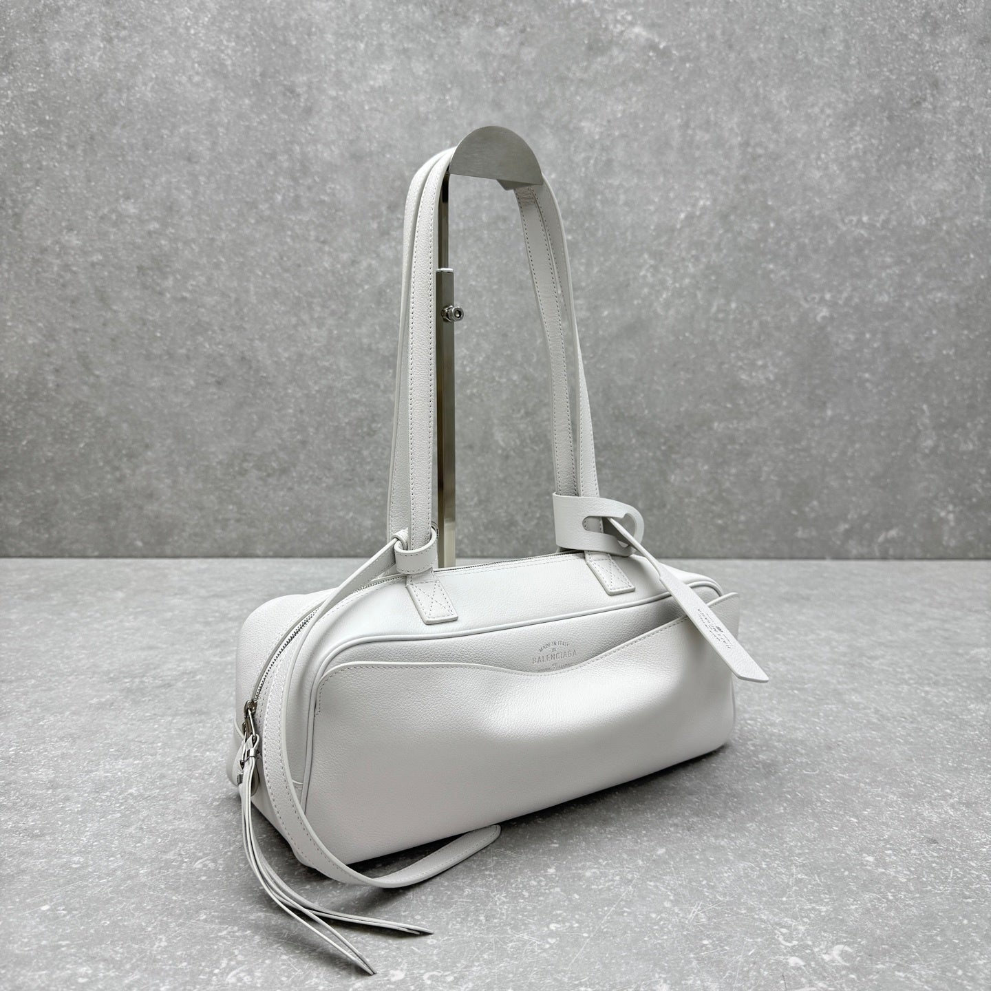 Balenciaga Carrie Bowling Bag Small White Calfskin