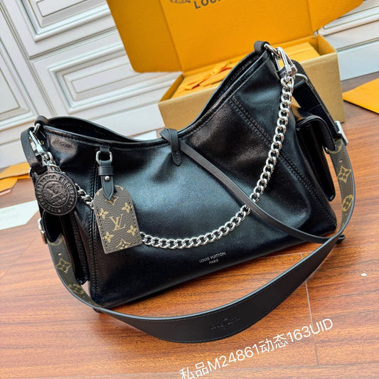 Louis Vuitton LV Monogram Carryall Vibe Cargo PM – Black Leather Designer Bag