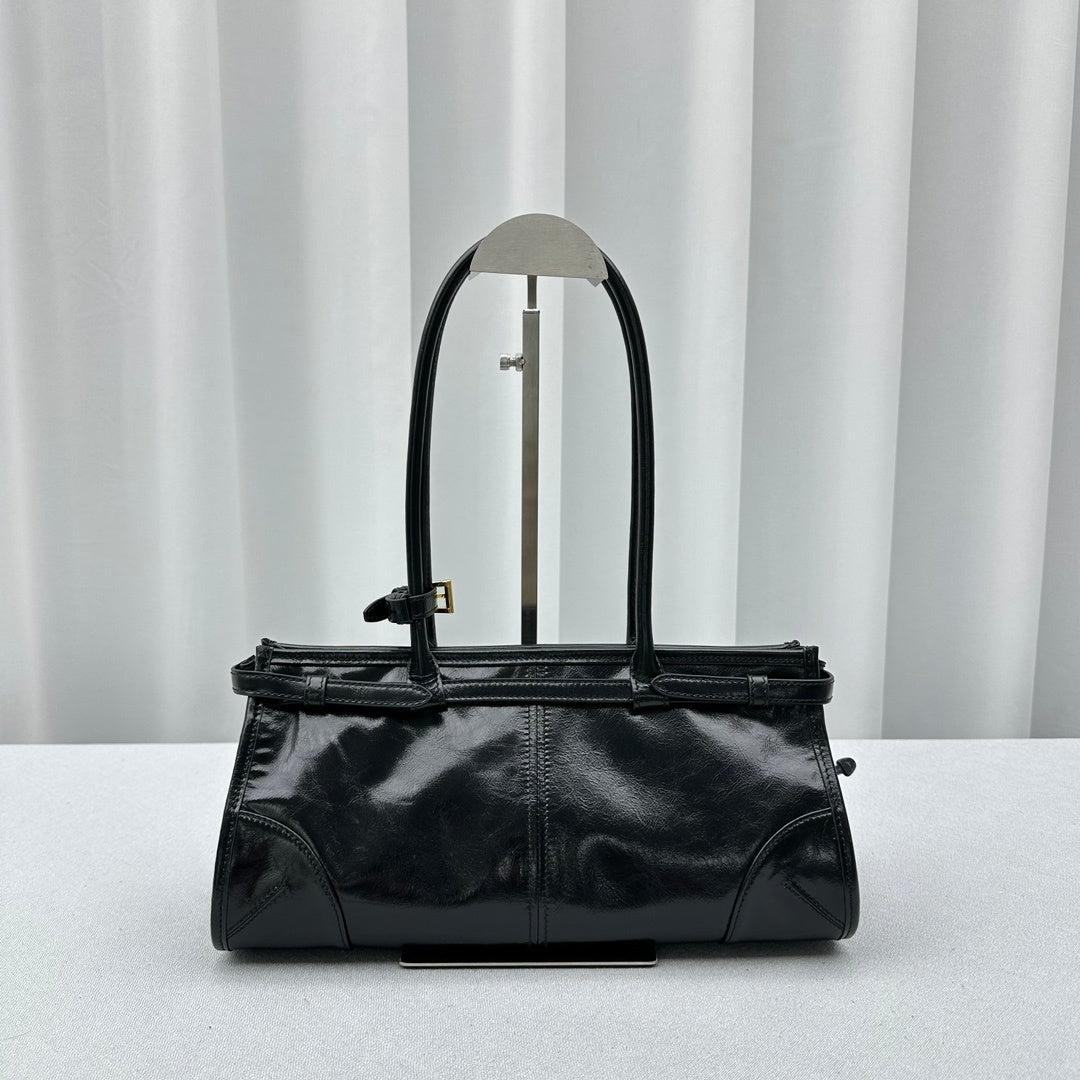 Prada Bonnie Medium Black Leather Shoulder Bag