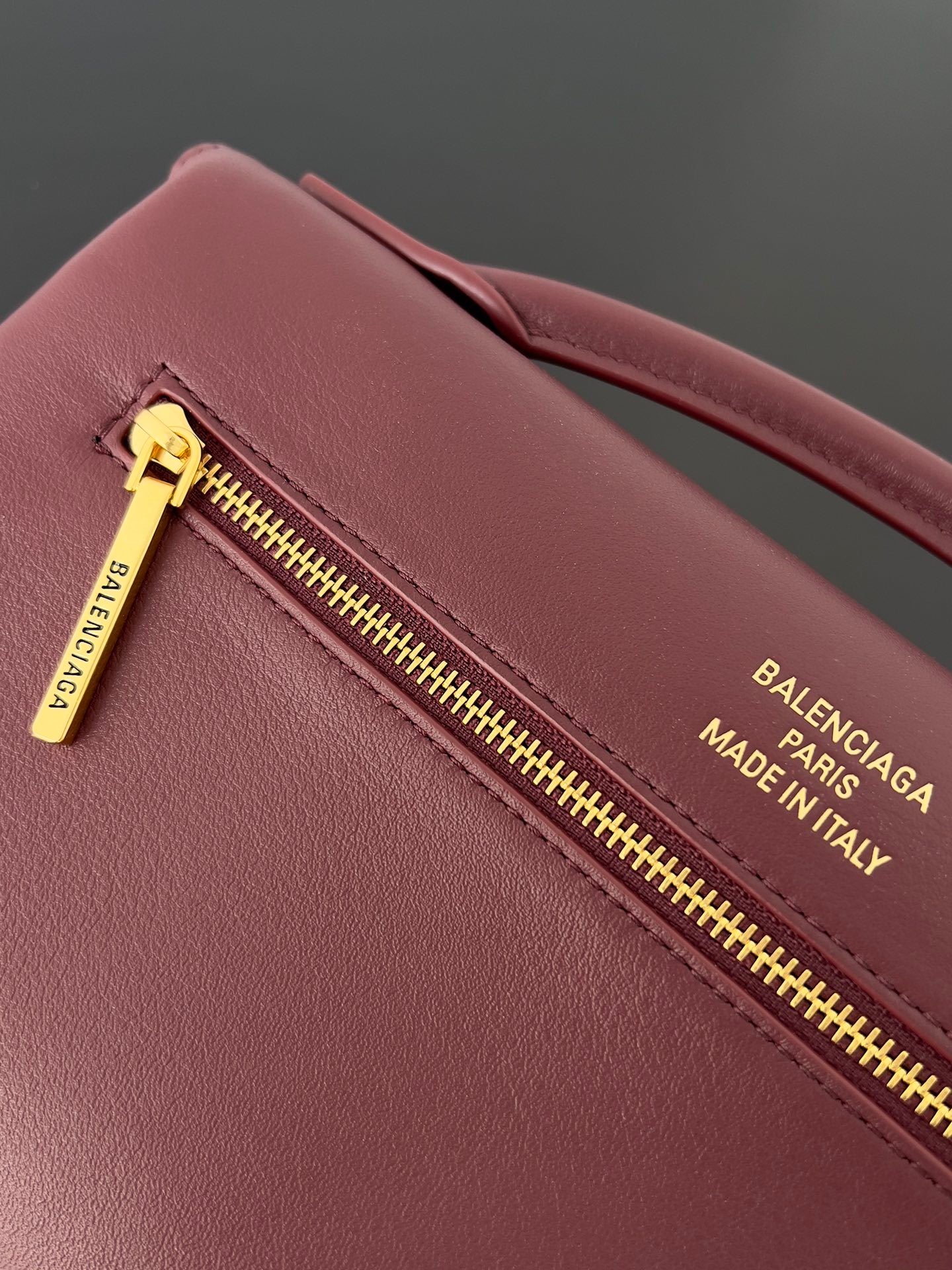 Balenciaga Bel Air Leather Clutch with Gold Hardware
