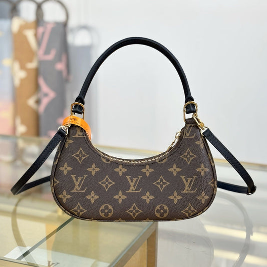 Louis Vuitton Catchy PM Bag – Monogram Canvas with Black Leather Trim & Gold Hardware