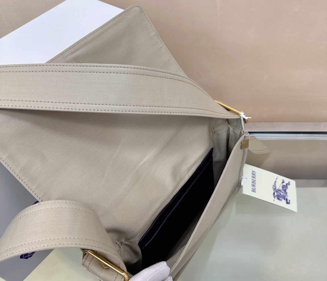 Burberry Trench Gabardine Messenger Bag with Embroidered Logo